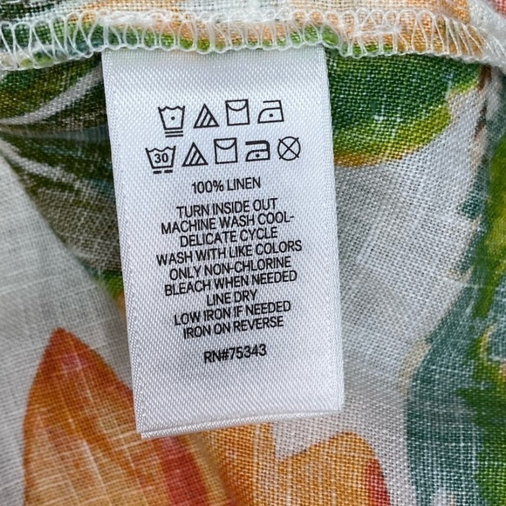 NWT Linen Nicole Miller | Tropical Floral Print V-Neck Shift Mini Dress - Picture 8 of 8